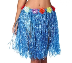 Havajská sukně s květinami modrá
