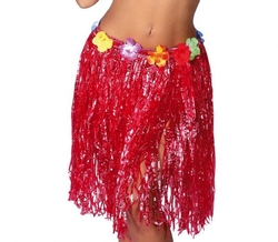 Havajská sukně s květinami červená