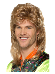 Paruka 80s Mullet Jason hnědá a blond
